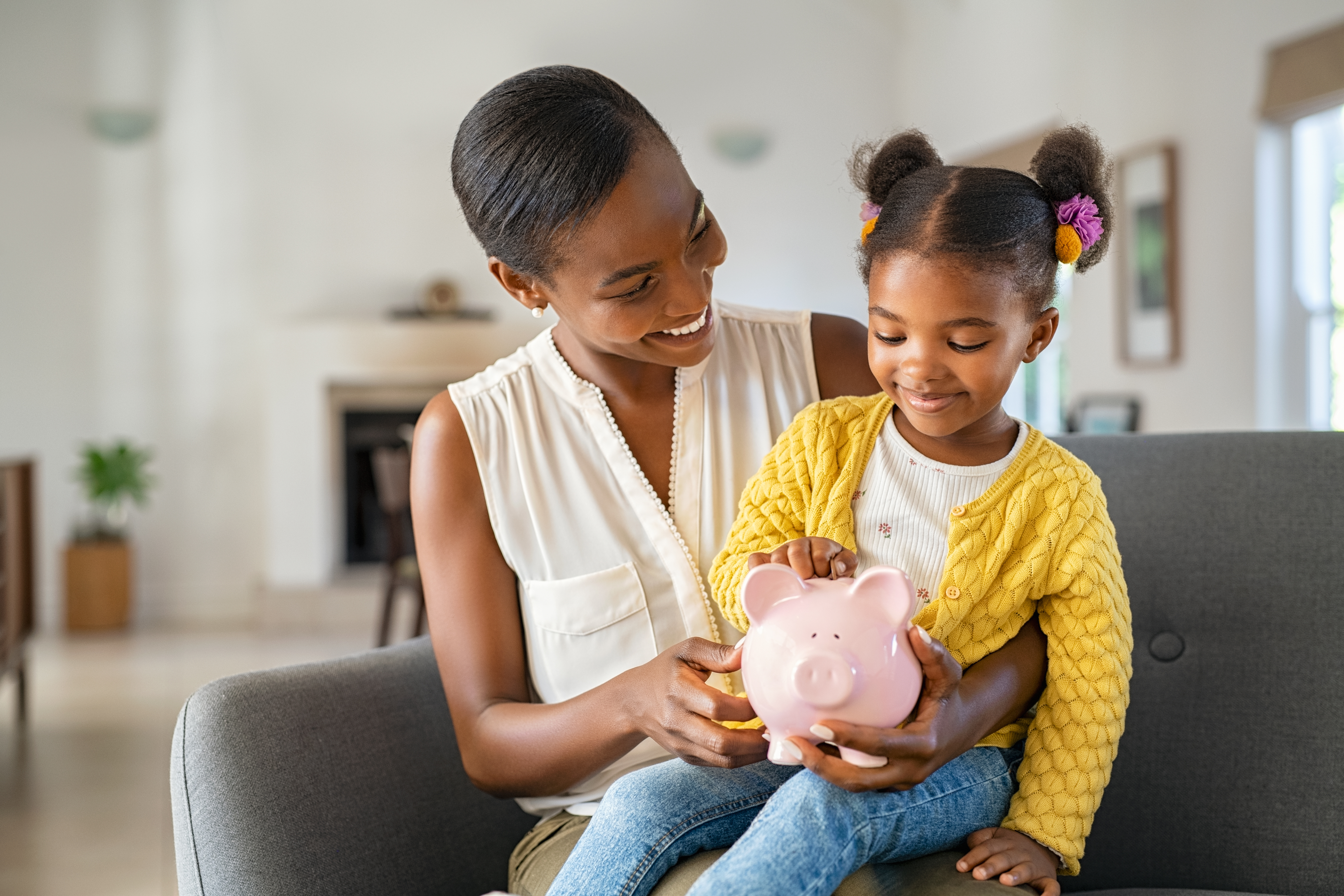 Children learning about saving money