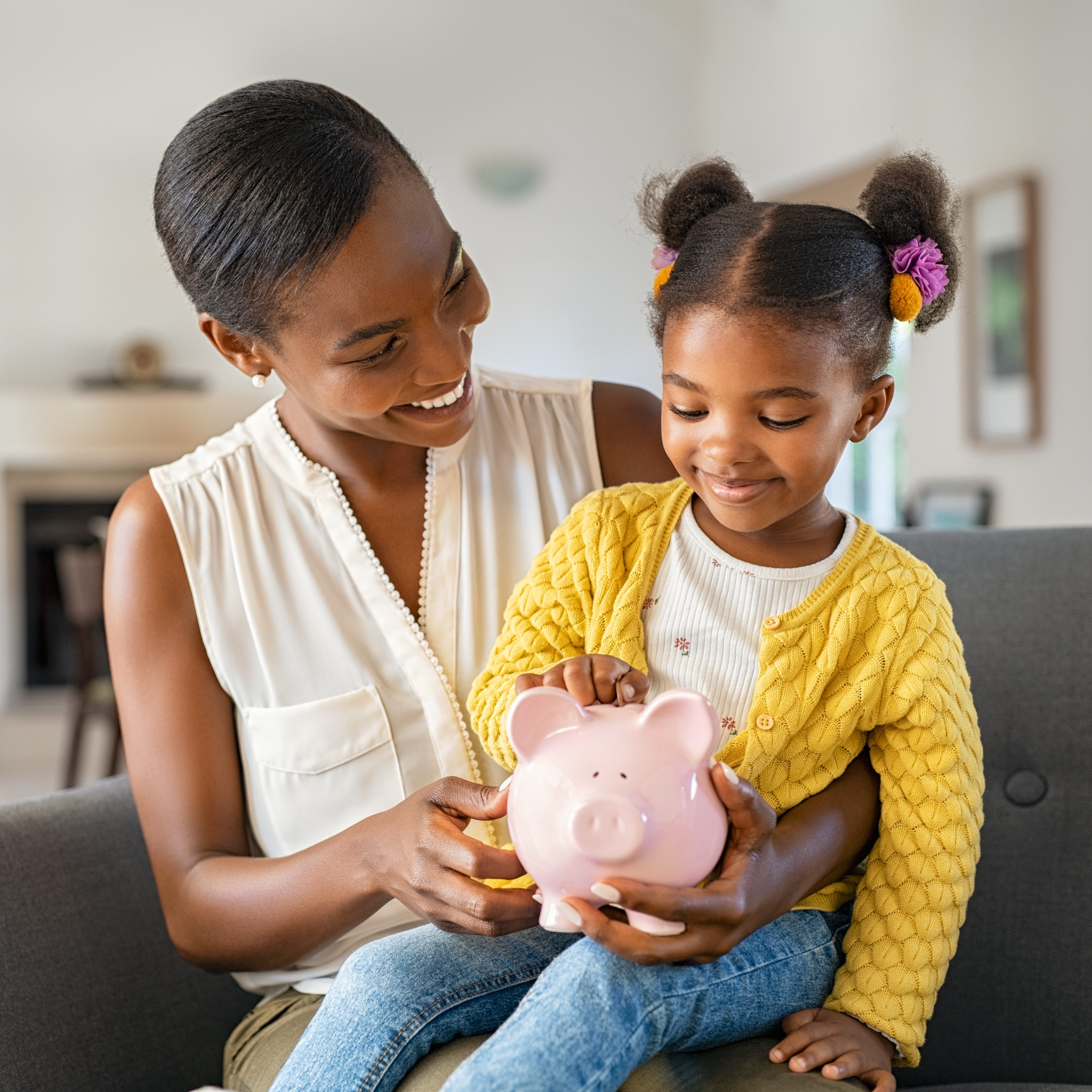 Children learning about saving money
